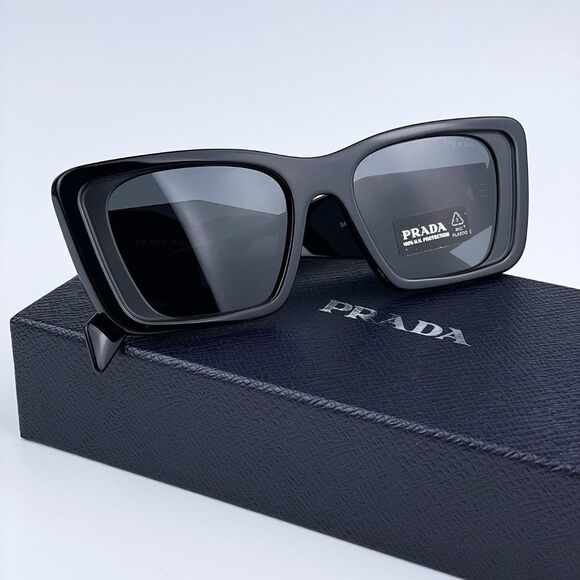 NEW Prada PR08YS 1AB5S0 Black Dark Gray Cat Eye Unisex Sunglasses - Picture 1 of 15